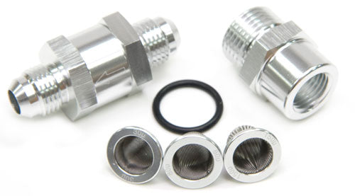 -4AN Inline Fuel & Oil Filter Silver 3XFILTER 30, 80, 150 Micr AF608-04S - Aeroflow