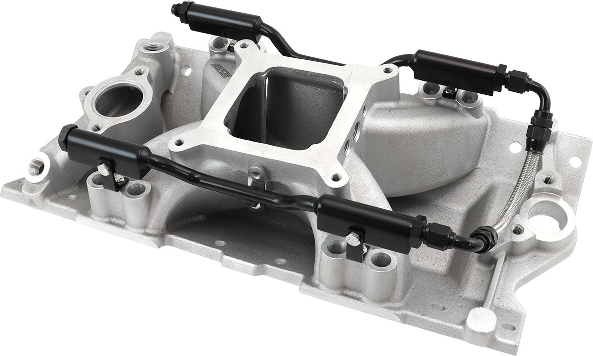 SBC EFI Air Gap Intake Manifolsingle Plane Chev 350 Natural AF6090-1000 - Aeroflow