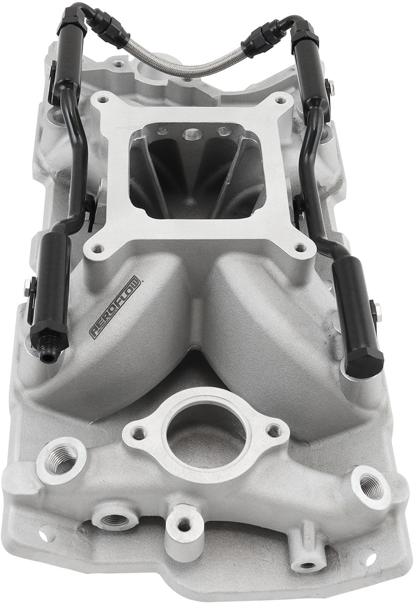SBC EFI Air Gap Intake Manifolsingle Plane Chev 350 Natural AF6090-1000 - Aeroflow