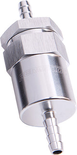 Billet Fuel Filter 5/16" Barb Silver 30 Micron Bronze Filter AF610-05S - Aeroflow