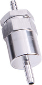 Billet Fuel Filter 5/16" Barb Silver 30 Micron Bronze Filter AF610-05S - Aeroflow