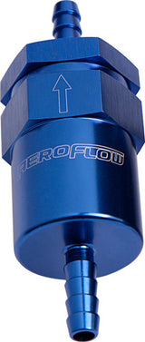 Billet Fuel Filter 3/8" Barb Blue 30 Micron Bronze Filter AF610-06 - Aeroflow