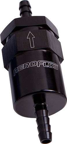 Billet Fuel Filter 3/8" Barb Black 30 Micron Filter AF610-06BLK - Aeroflow