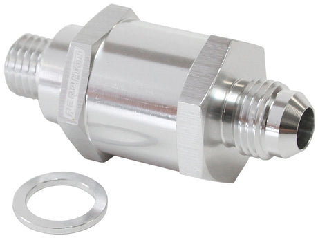 M12 x 1.5mm x -6AN Check Valve Silver Male To Male Bosch Pump AF615-06S - Aeroflow
