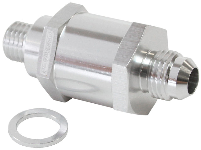 M12 x 1.5mm x -6AN Check Valve Silver Male To Male Bosch Pump AF615-06S - Aeroflow