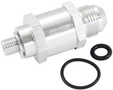 M10 x 1.0mm x -8AN Check Valve Silver Male To Male Bosch Pump AF616-08S - Aeroflow