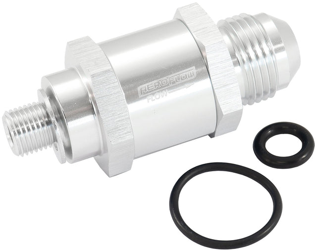 M10 x 1.0mm x -8AN Check Valve Silver Male To Male Bosch Pump AF616-08S - Aeroflow