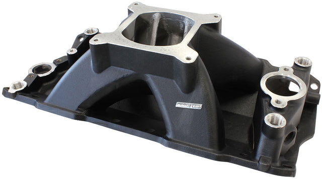 SBC Hi Rise Intake Manifold Single Plane Chev 350 Black AF6201-1000 - Aeroflow
