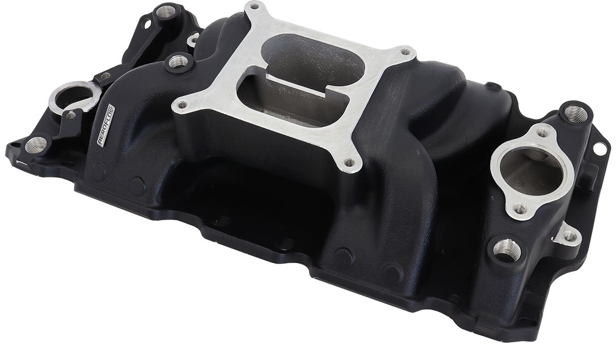 SBC Air Gap Intake Manifold Dual Plane Chev 350 Black AF6210-1001 - Aeroflow
