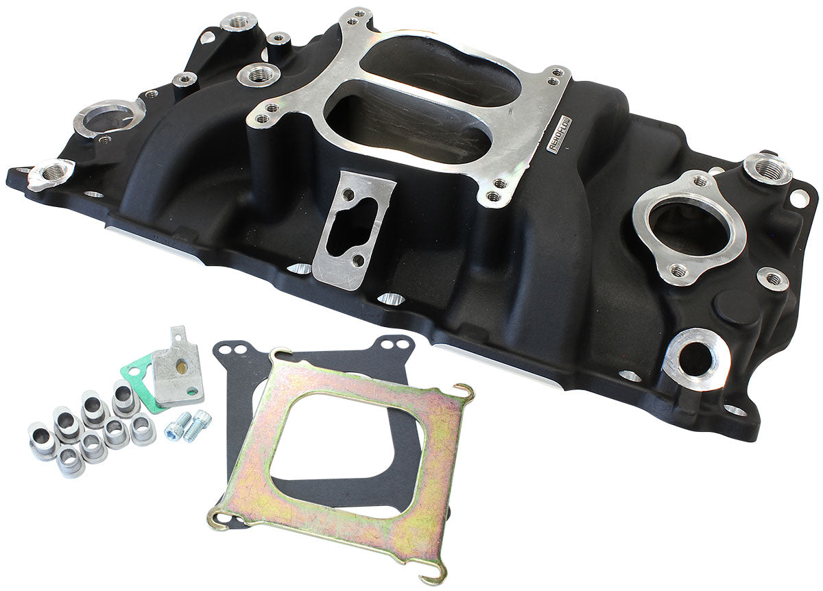 SBC Classic Intake Manifold Dual Plane Chev 350 Black AF6211-1000 - Aeroflow