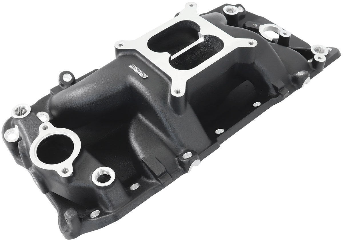 BBC Air Gap Intake Manifold Dual Plane Chev 454 Black Oval AF6211-1001 - Aeroflow
