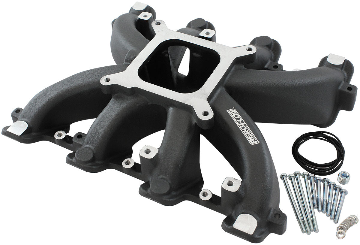 GM LS Carby Intake Manifold Cathedral Port Non-Efi LS1 LS2 Black AF6240-5000 - Aeroflow
