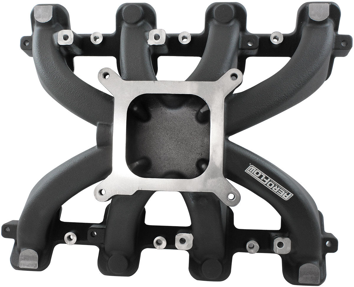 GM LS Carby Intake Manifold Cathedral Port Non-Efi LS1 LS2 Black AF6240-5000 - Aeroflow