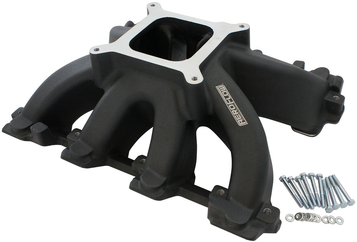 GM LS Carby Hi Rise Intake Manifold Cathedral Non EFI LS1LS2 Black - 6240-5000 AF6240-5005 - Aeroflow
