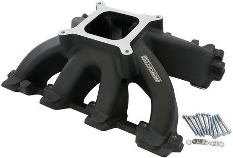 GM LS Carby Hi Rise Intake Manifold Cathedral Non EFI LS1LS2 Black - 6240-5000 AF6240-5005 - Aeroflow
