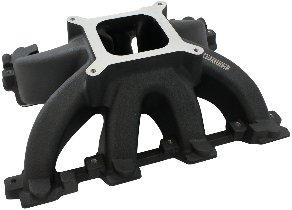 GM LS Carby Hi Rise Intake Manifold Cathedral Non EFI LS1LS2 Black - 6240-5000 AF6240-5005 - Aeroflow