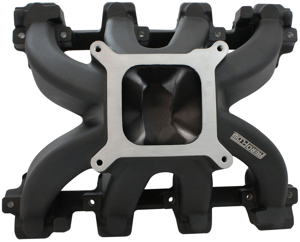 GM LS Carby Hi Rise Intake Manifold Cathedral Non EFI LS1LS2 Black - 6240-5000 AF6240-5005 - Aeroflow