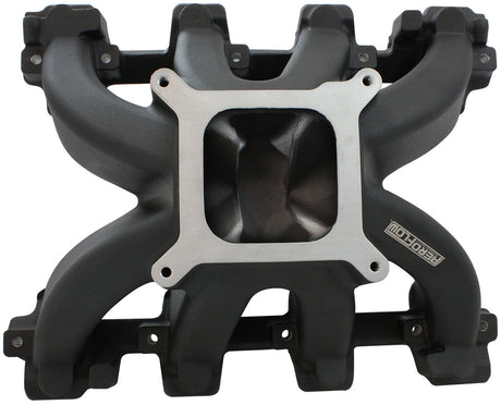 GM LS Carby Hi Rise Intake Manifold Cathedral Non EFI LS1LS2 Black - 6240-5000 AF6240-5005 - Aeroflow
