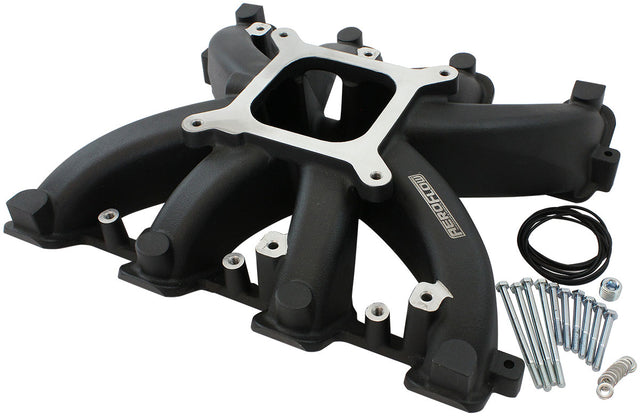 GM LS Carby Intake Manifold Rectangle Port Non-Efi LS3 Black AF6240-6000 - Aeroflow