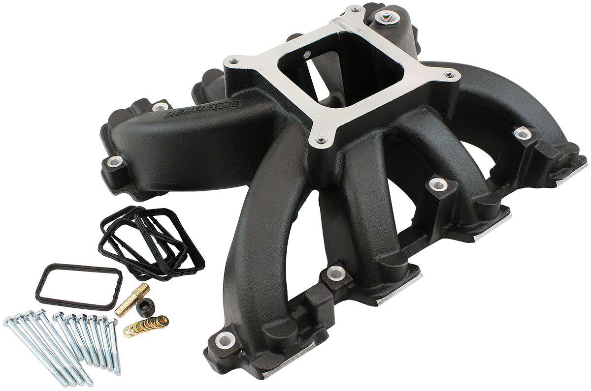 GM LS Carby Hi Rise Intake Blamanifold Rectangle Non EFI LS3LS3 Black - 6240-6005 AF6240-6005 - Aeroflow