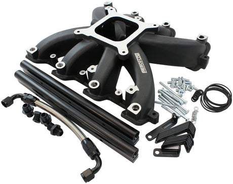 GM LS Carby Intake Manifold Cathedral Port EFI LS1 LS2 Black AF6250-5000 - Aeroflow