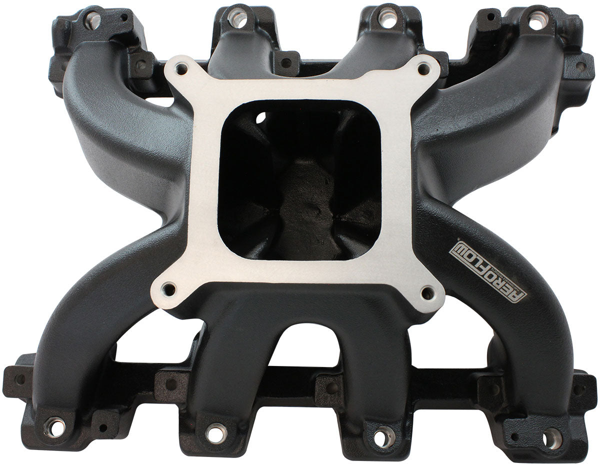 GM LS Carby Intake Manifold Cathedral Hi Rise EFI LS1 LS2 Black AF6250-5001 - Aeroflow