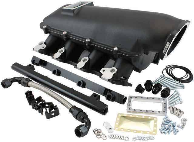 GM LS Modular Intake Manifold Cathedral Port Low Rise EFI Black AF6263-5000 - Aeroflow