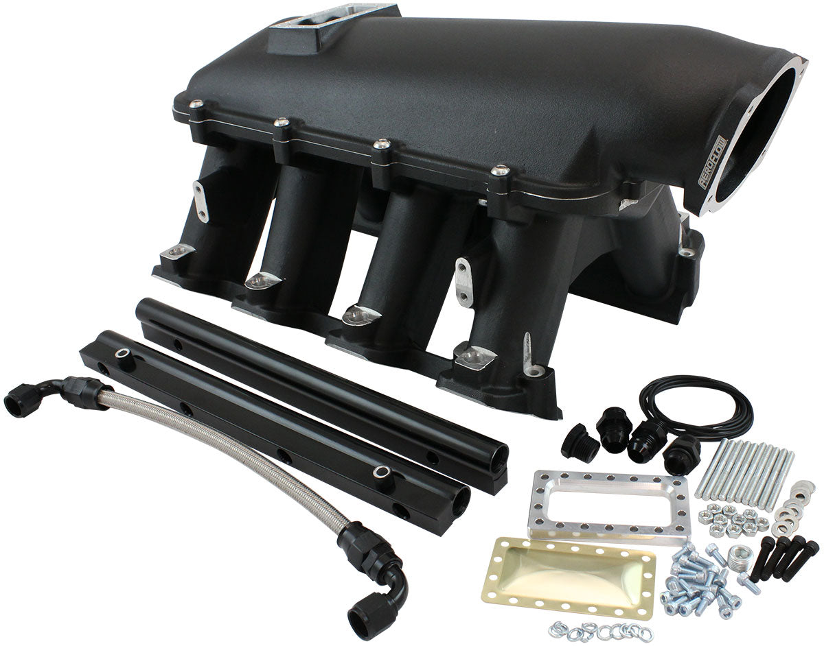 GM LS Modular Intake Manifold Rectangle Port Hi Rise EFI Black AF6263-6001 - Aeroflow