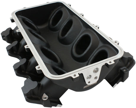 Low Rise Non EFI GM LS Base Modular Intake Mani Cathedral Port Black AF6279-5000 - Aeroflow