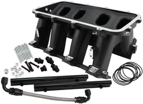 Hi Rise EFI GM LS Base Intake Modular Manifold Cathedral Port Black AF6279-5003 - Aeroflow