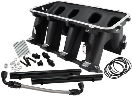 Hi Rise EFI GM LS Base Intake Modular Manifold Cathedral Port Black AF6279-5003 - Aeroflow