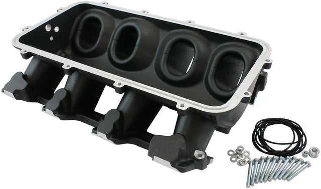 Low Rise Non EFI GM LS Base Modular Intake Mani Rectangle Port Black AF6279-6000 - Aeroflow