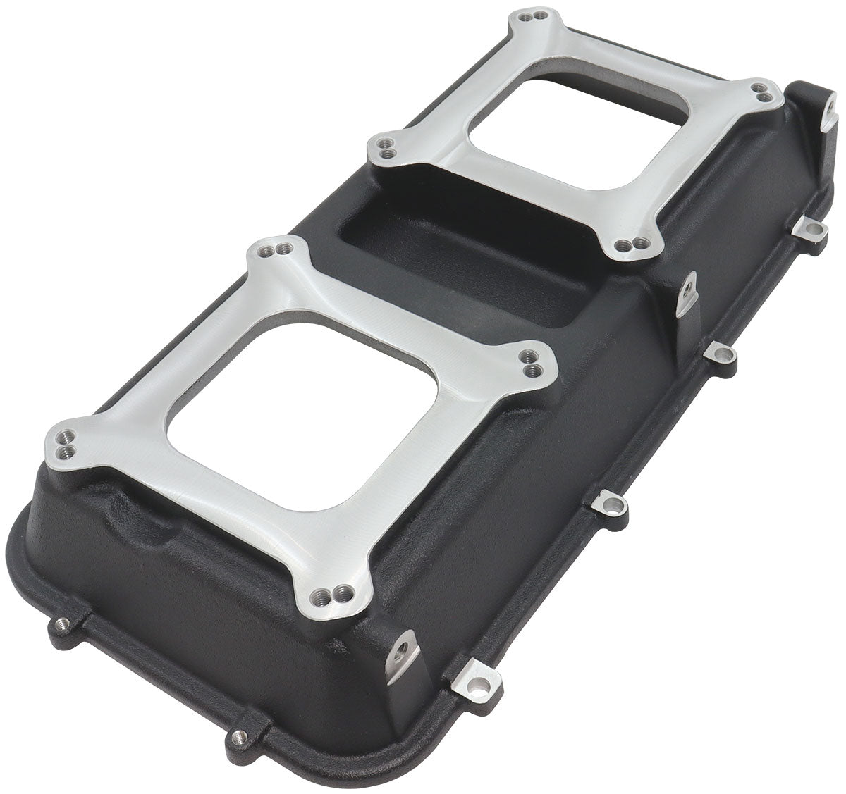 Dual Carburettor Top Plate Modular Intake Manifold 4150 Twin Black Cast AF6285-0000 - Aeroflow