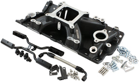 SBC EFI Air Gap Intake Manifolsingle Plane Chev 350 Black AF6290-1000 - Aeroflow