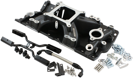 SBC EFI Air Gap Intake Manifolsingle Plane Chev 350 Black AF6290-1000 - Aeroflow