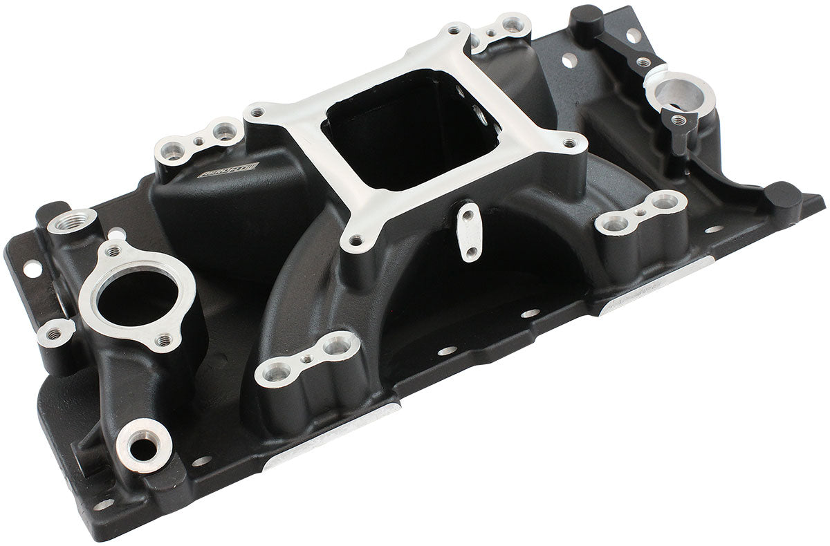 SBC EFI Air Gap Intake Manifolsingle Plane Chev 350 Black AF6290-1000 - Aeroflow