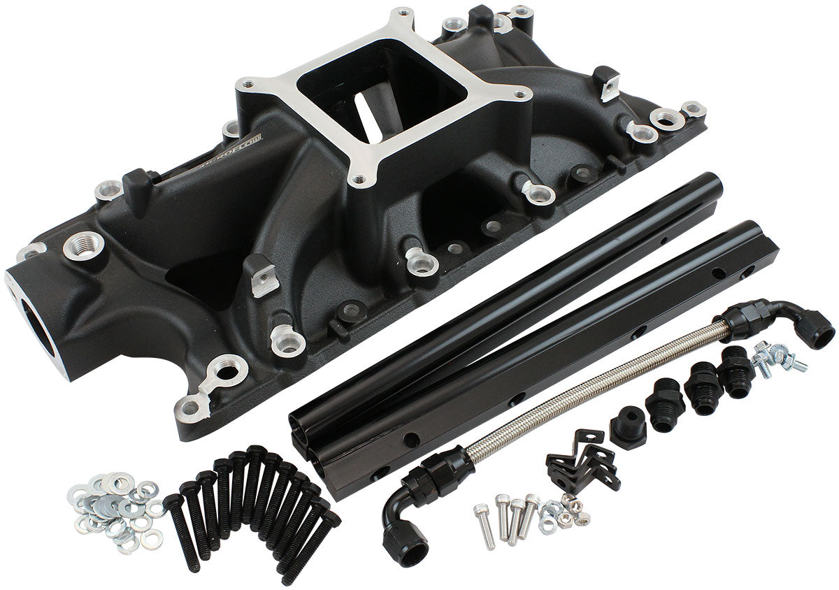 SBF EFI Air Gap Intake Manifolsingle Plane Windsor Black Ford 302 AF6290-2000 - Aeroflow