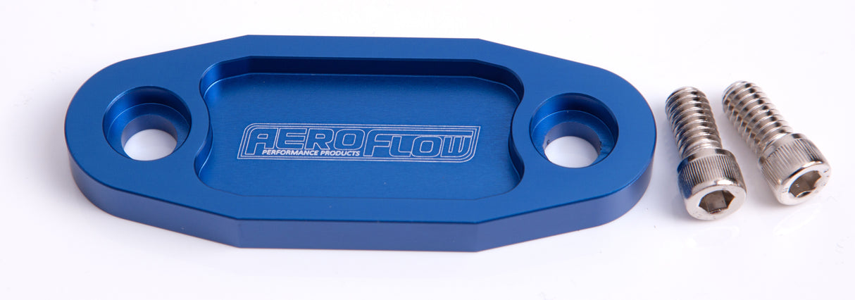 Billet Fuel Pump Block Off Blue Suit 302 351C AF64-2020 - Aeroflow