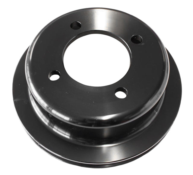 Billet Crank V Pulley 4 Bolt Black Suit 302 351C Ford AF64-2024BLK - Aeroflow