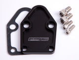Billet Fuel Pump Block Off Plate Black Suits SBC AF64-2028BLK - Aeroflow