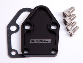 Billet Fuel Pump Block Off Plate Black Suits SBC AF64-2028BLK - Aeroflow