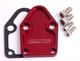 Billet Fuel Pump Block Off Plate Red Suits SBC AF64-2028R - Aeroflow