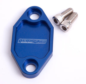 Billet Fuel Pump Block Off Plate Blue Suits Holden 308 AF64-2029 - Aeroflow
