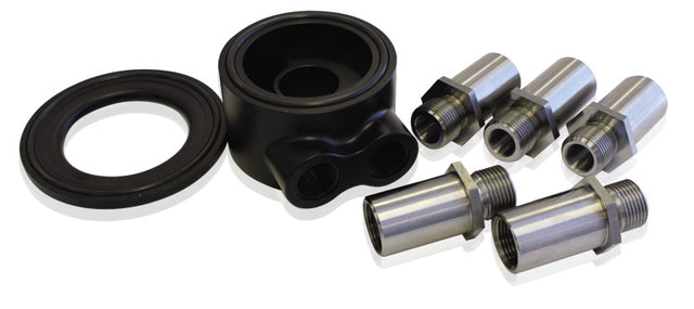 Billet Sandwich Adapter Black Universal -8 ORB Ports AF64-2060 - Aeroflow