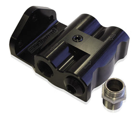 Billet Remote Oil Filter Mount Black, -8 ORB Female Ports AF64-2061 - Aeroflow