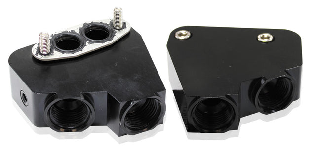 LS Oil Cooler Adapter -10ORB Ports Black Vt-Vz Use 64-2184 AF64-2084BLK - Aeroflow