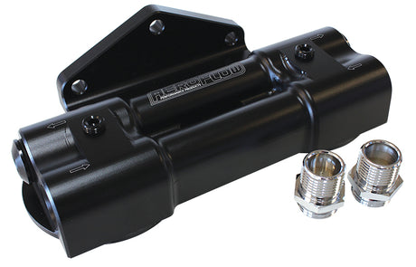 Billet Dual Filter Mount Black Suits 2 x 3/4"-16 AF64-2089 - Aeroflow