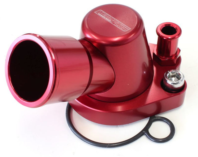 Billet Thermostat Housing Red Holden V8 Heater 90 Deg SWIVEL253 308 AF64-2091R - Aeroflow