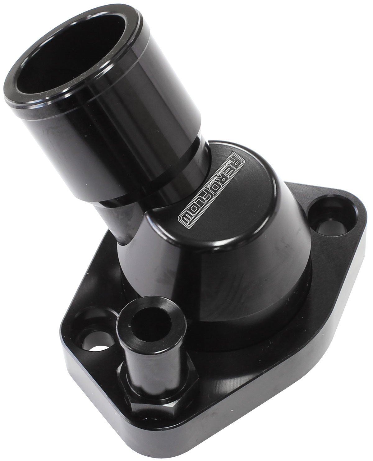 Billet Thermostat Housing Black Ford Windsor 45 Deg Swivel SBF - AF64-2233 Blk AF64-2233BLK - Aeroflow