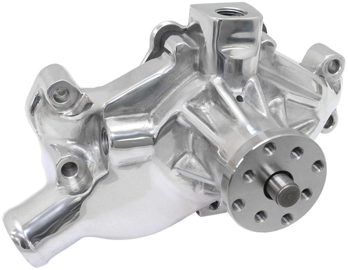 Small Block Chev Short Water Pump Polished SBC AF64-2350P - Aeroflow